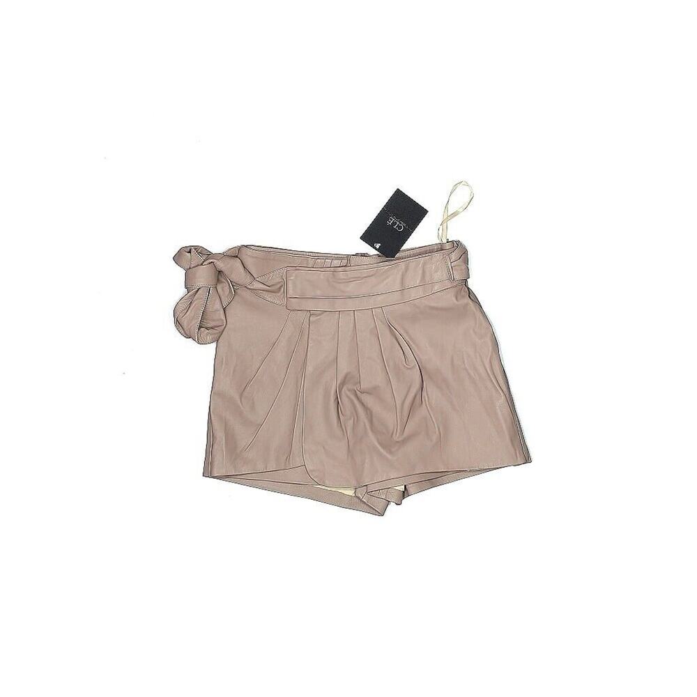 NWT Cle Leather Cream Wrap Mini Skort Skirt Lined 38 US 6